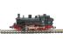 Class BR 91 1001 2-6-0T of the DB in black & red livery