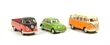 Triple VW Classic pack of 3 - 60's Beetle in green, Camper Split screen in orange and Pickup