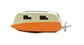 Caravan in Orange/Cream with 5 assorted tow hooks (to fit any Oxford car or van)