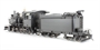C-19 steam locomotive with short tender, painted and unlettered, in black