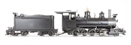 C-19 steam locomotive with short tender, painted and unlettered, in black