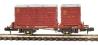 Conflat 'P' flat wagon in BR bauxite with Type A and BD containers in BR crimson - B933270