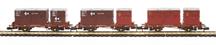 Conflat 'P' flat wagons in BR bauxite with Type A and BD containers in BR bauxite and crimson - pack of three - B9336709, B932944 and B932945
