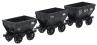 4 wheel Chaldron open wagons in Throckley Colliery black - circa 1946 - pack of 3