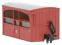 4-wheel Ffestiniog 'Bug Box' observation coach 'Zoo Car' in FR plain red (1970s/80s condition)