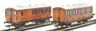 Pack of 4 coaches (4BT, 4T, 6CL, 6BT) in GNR lined teak