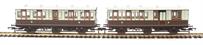 Pack of 4 coaches (4BT, 4T, 6C123, 6BT) in LNWR livery - with working lighting