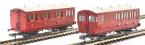 Pack of 4 coaches (4BT, 4C12, 6T, 6BT) in SECR livery - with working lighting