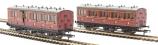 Pack of 4 coaches (6BT, 4X6CL, 6T, 6T) in LMS Crimson Lake - with working lighting