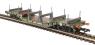Warwell wagon 50t with diamond frame bogies DM721227 in BR Olive green with ELECTRIFICATION branding and steel/rail carriers