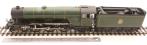Class A3 4-6-2 unnumbered with single chimney and unstreamlined corridor tender in BR green with early emblem