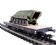 Type Omm 2 axle flat wagon of the German DR with Schutzenpanzer half track tank load in military camouflage - Epoch II