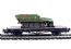 Type Omm 2 axle flat wagon of the German DR with Schutzenpanzer half track tank load in military camouflage - Epoch II