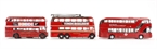 3 Piece London Transport Bus Set 'Then and Now' - Trolley Bus, Routemaster and New Bus for London