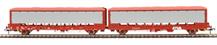 IPA twin single deck car carrier with roof & side covers in STVA red - pack of 2