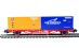 2 axle twin container wagon of the DB in "NYK Logistics" orange & blue livery