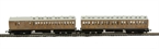 Pack of two clerestory coaches in LNER Teak (composite &  brake) - separated from train set