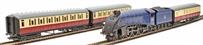 Mallard Record Breaker train set with Class A4 4-6-2 in BR blue, three coaches and oval of track with siding