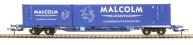 KFA container wagon in Malcolm Rail blue with 1 x 20' container and 1 x 40' container