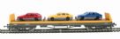 BR carflat bogie car transporter wagon B748698 with 3 Ford cars 