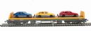 BR carflat bogie car transporter wagon B748698 with 3 Ford cars 