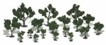 0.75 - 3" Medium Green Deciduous - Realistic Tree Kit - Pack Of 21