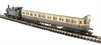 Train pack with Class 48xx 0-4-2 loco 4865 in GWR shirtbutton green & autocoach in chocolate & cream with shirtbutton logo.