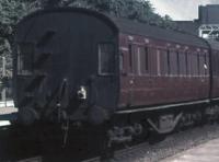 LMS Period 1 coach at the rear of a train at Chalkwell in Summer 1961. ©Steve Knight