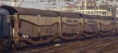 Cartic wagons, with later side covers & roofs at Stratford in November 1988. ©Phil Richards