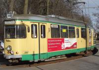 Example of a classic tram in Schöneiche bei Berlin, Germany. March 2015 ©smiley.toerist